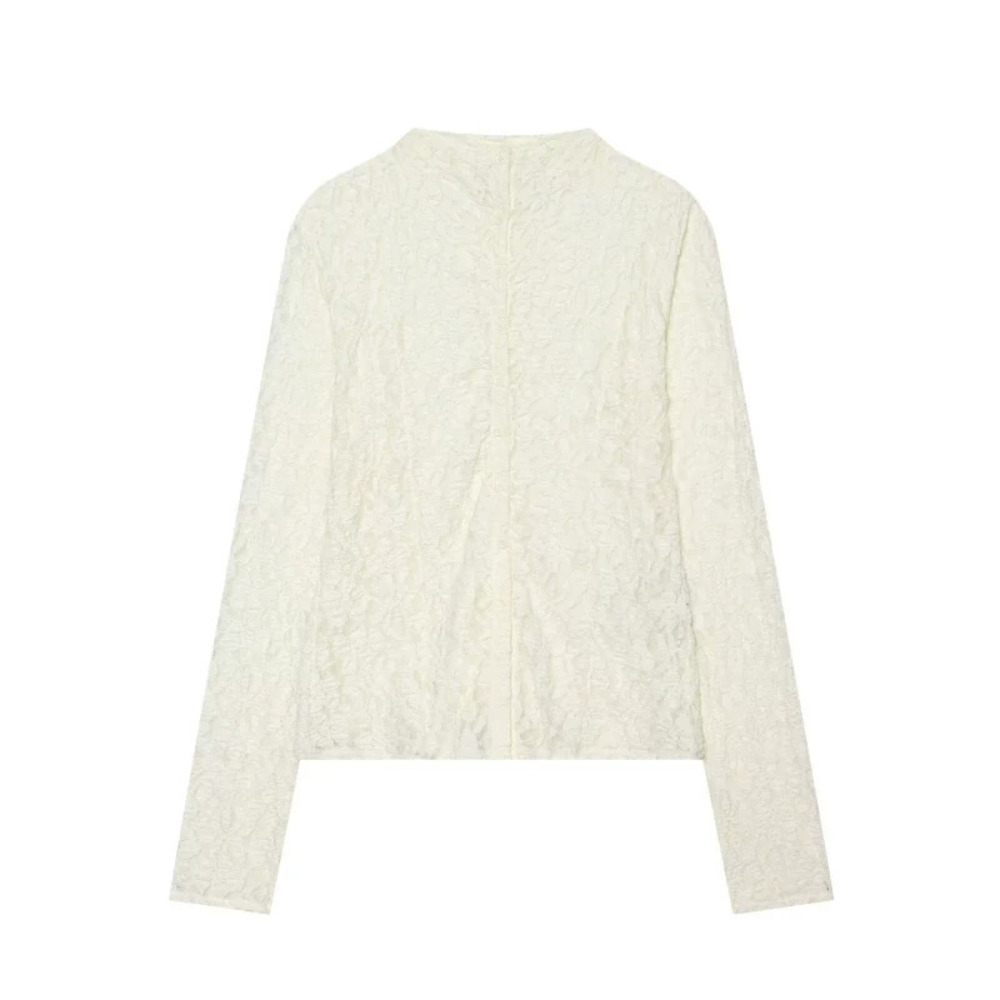 ZARA French Style Casual Sexy Lace Chiffon Blouse